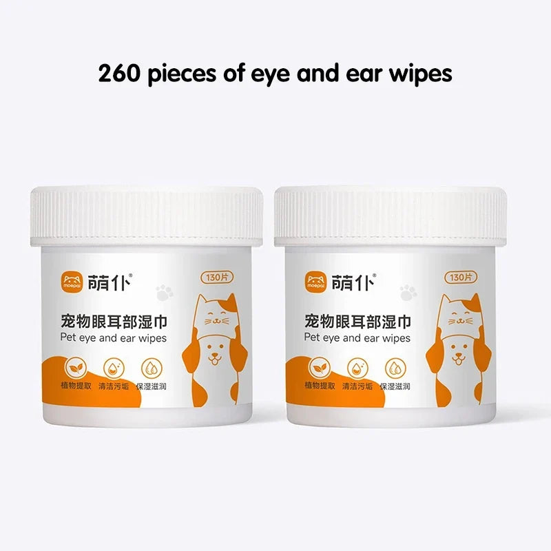 130 Pet Eye Wipes Cats and Dogs Tear Mark Wet – 2 Colors