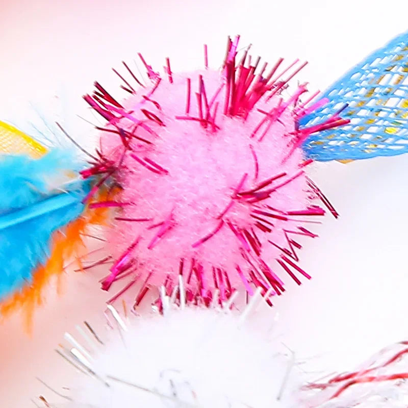 Cat Toys Colorful Hoses Feathers Cat Teasing - ProPawPet.com