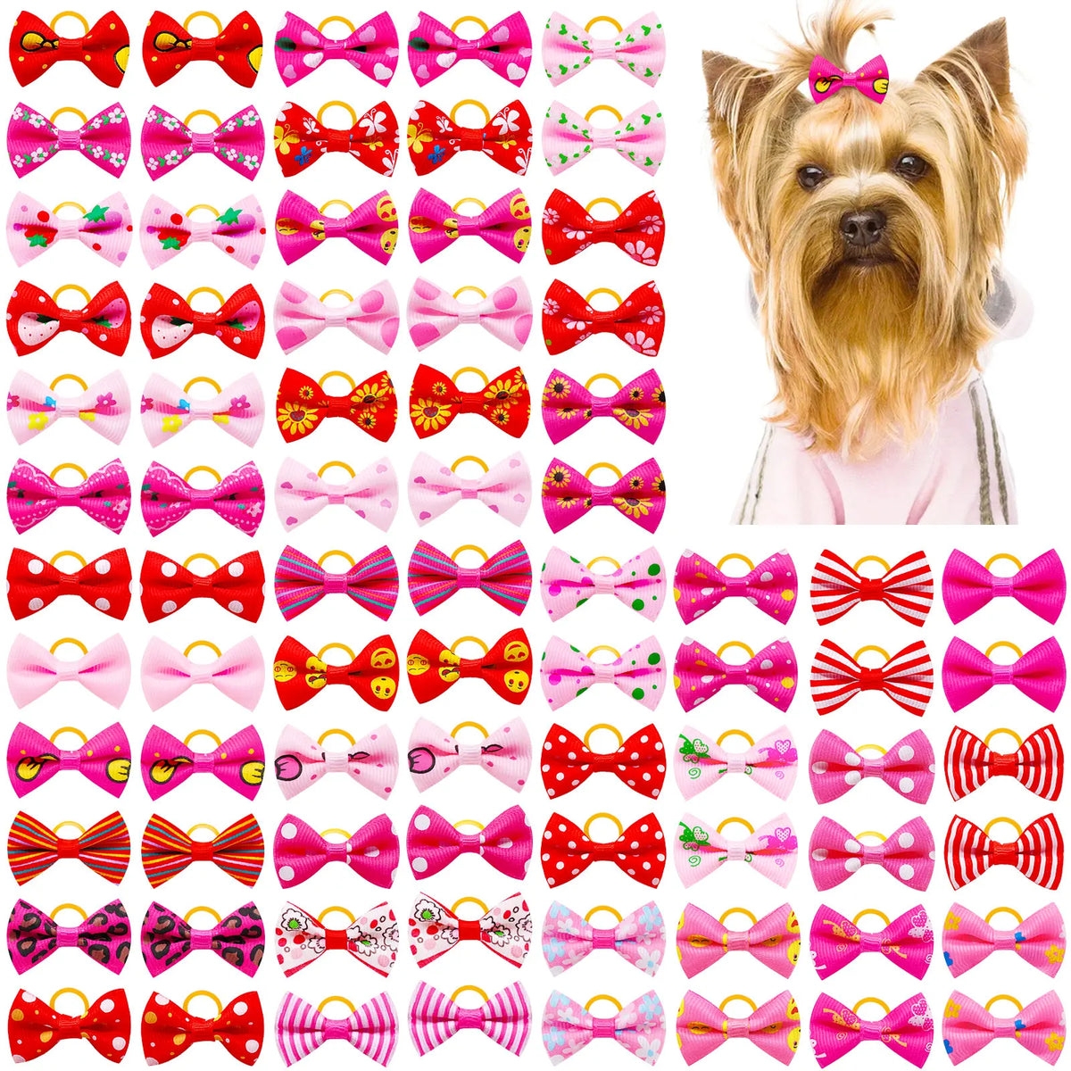 10/20/30pcs Small Dog Decorated Hair Bows - ProPawPet.com