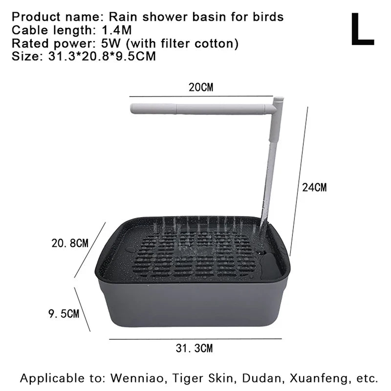 USB Electric Bird Bath Fountain Circulating Water Shower Tub – 4 Colors
