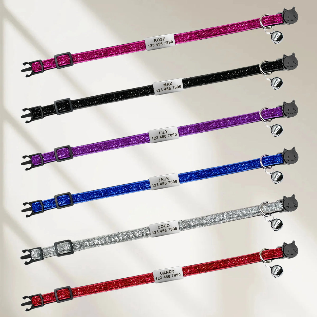 Free Engraving Glitter Cat Safety Buckle - ProPawPet.com