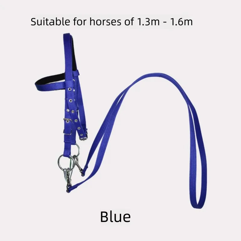 Horse Halter with Leash Rope Set Adjustable Nylon Headcollar 2 – 6 Colors