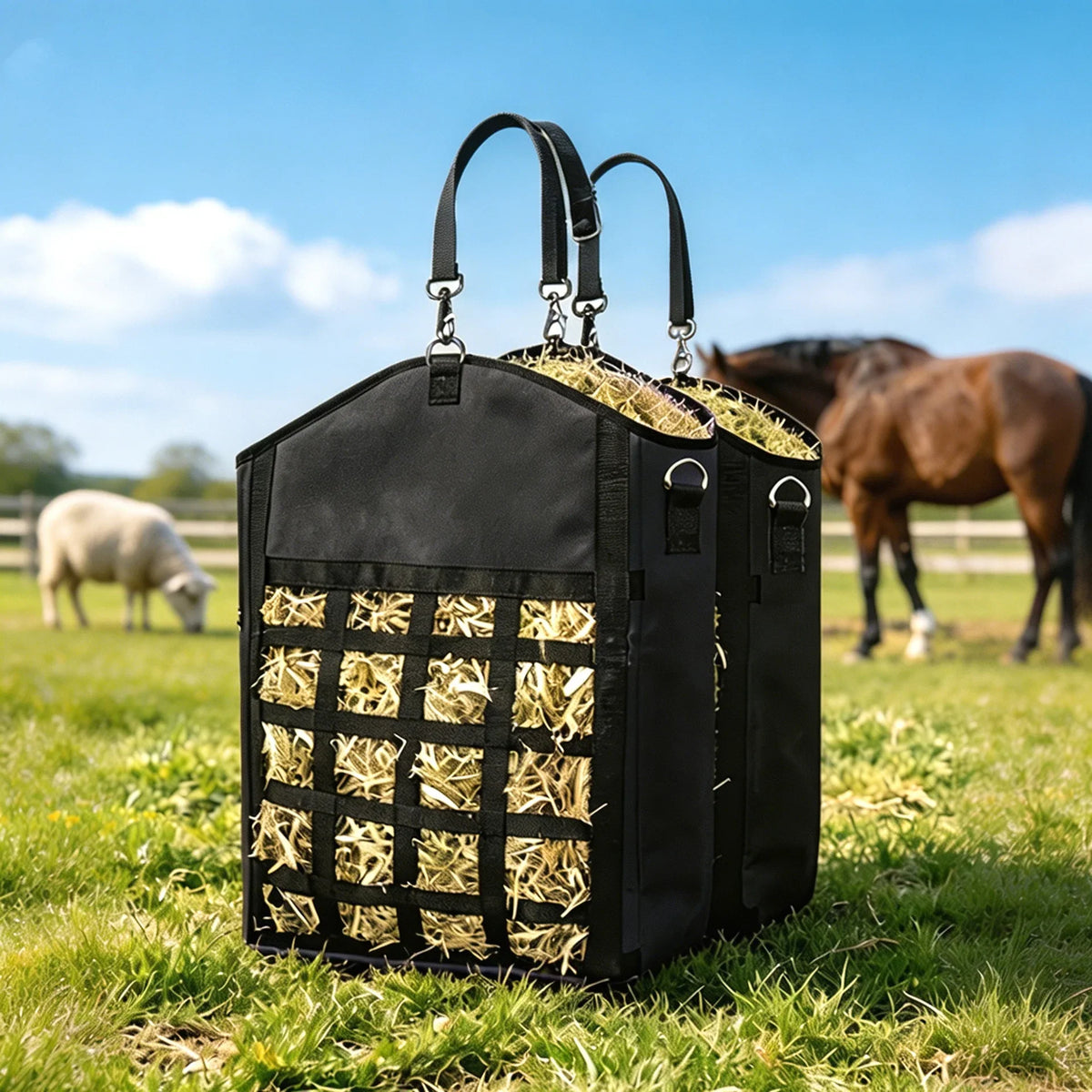 Hanging Horse Straw Bag, Large Capacity Breathable Oxford – 3 Colors