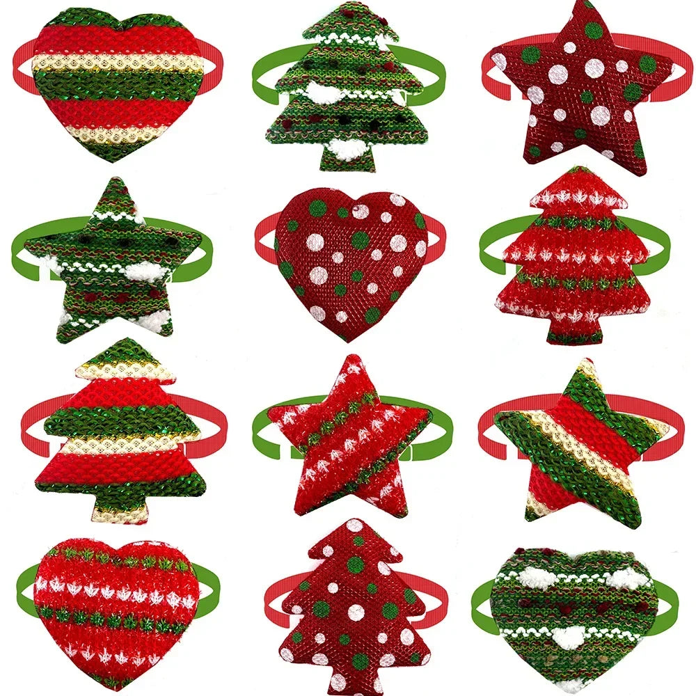 30 Christmas Dog Bow Ties Adjuatable Bowties Star Style – 2 Sizes
