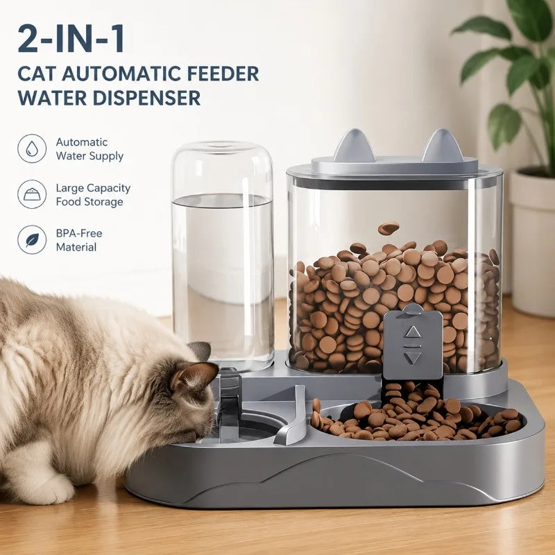 2‑in‑1 Gravity Cat Feeder Water Dispenser - ProPawPet.com