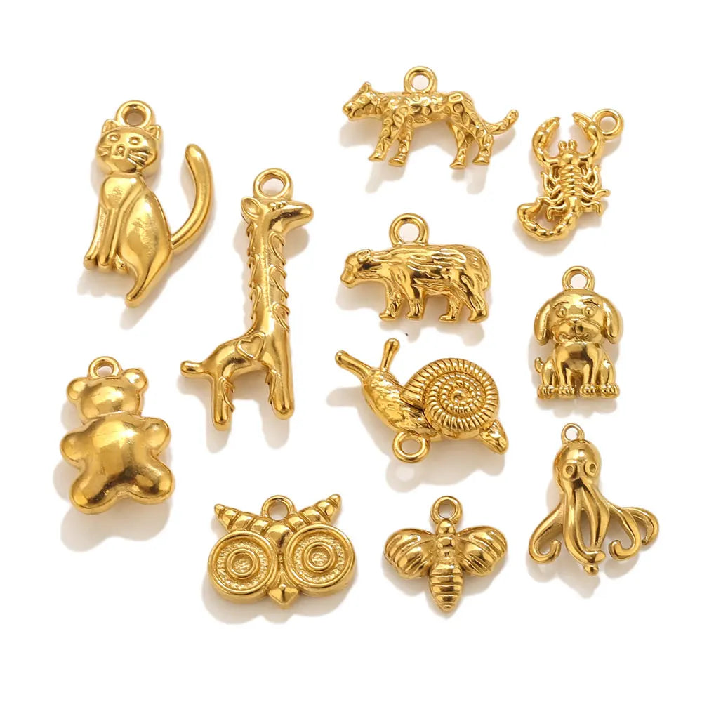 5pcs Stainle Steel Gold Animal Charms For - ProPawPet.com