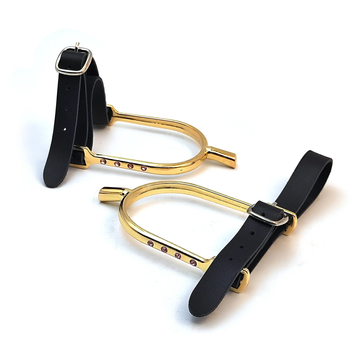 Gold Silver Rhinestone Spurs with Leather Straps Durable Alloy – Horse Supplies