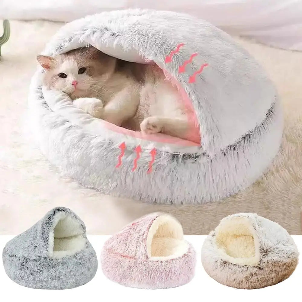 Winter Plush Cat Bed Round Pad – photo 2
