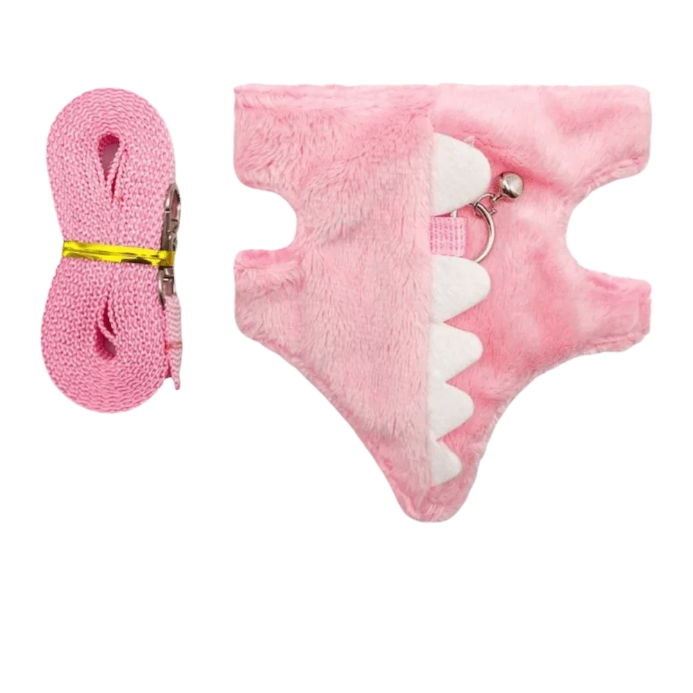 Adjustable Ferret Vest Harness with Bell Dinosaur Shape for Small Pets