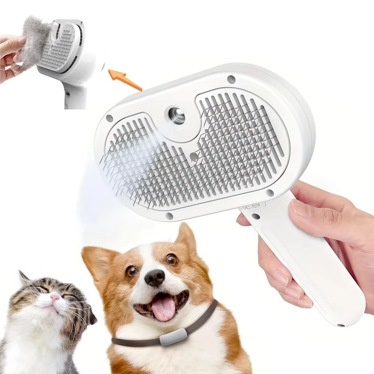 Steamy Dog Brush Electric Spray Cat Hair - ProPawPet.com