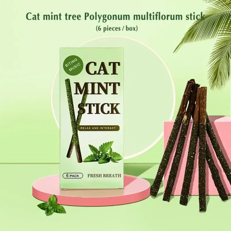 6- Natural Matatabi Cat Stick Mint Caught Bite Excited Rods – 11 Colors