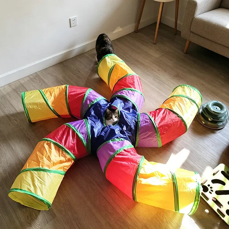 Collapsible Pet Cat Rainbow Tunnel - ProPawPet.com
