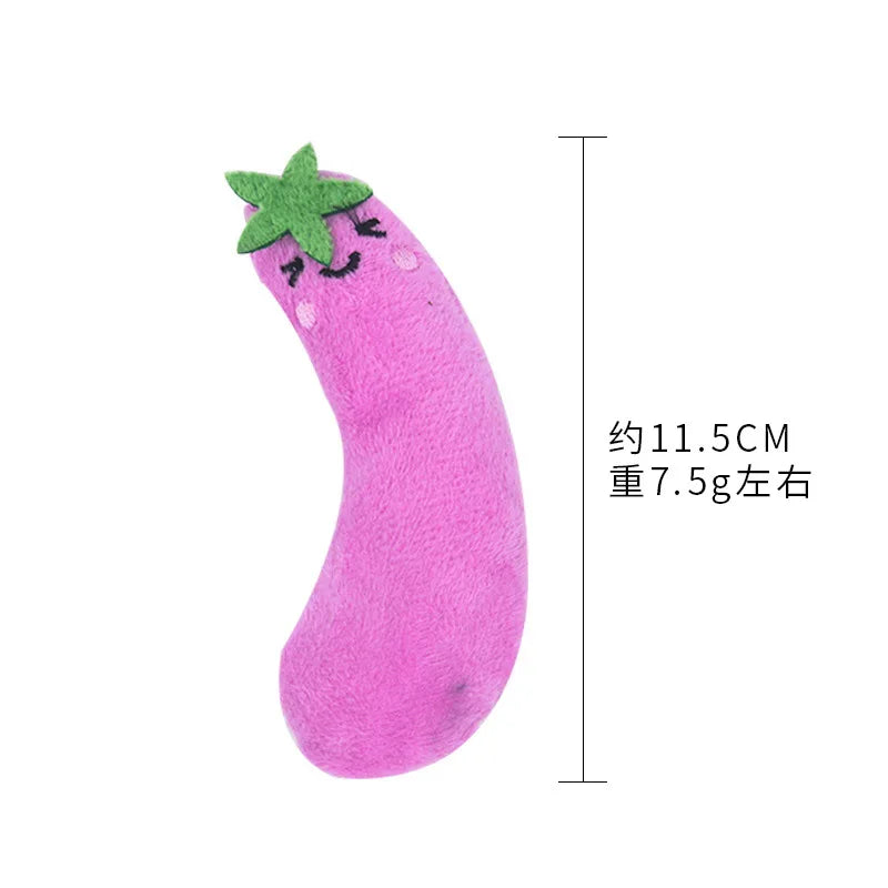 Plush Pet Paper Toy Vegetable Chili Corn Carrot Eggplant Shaped Cat – 5 Colors