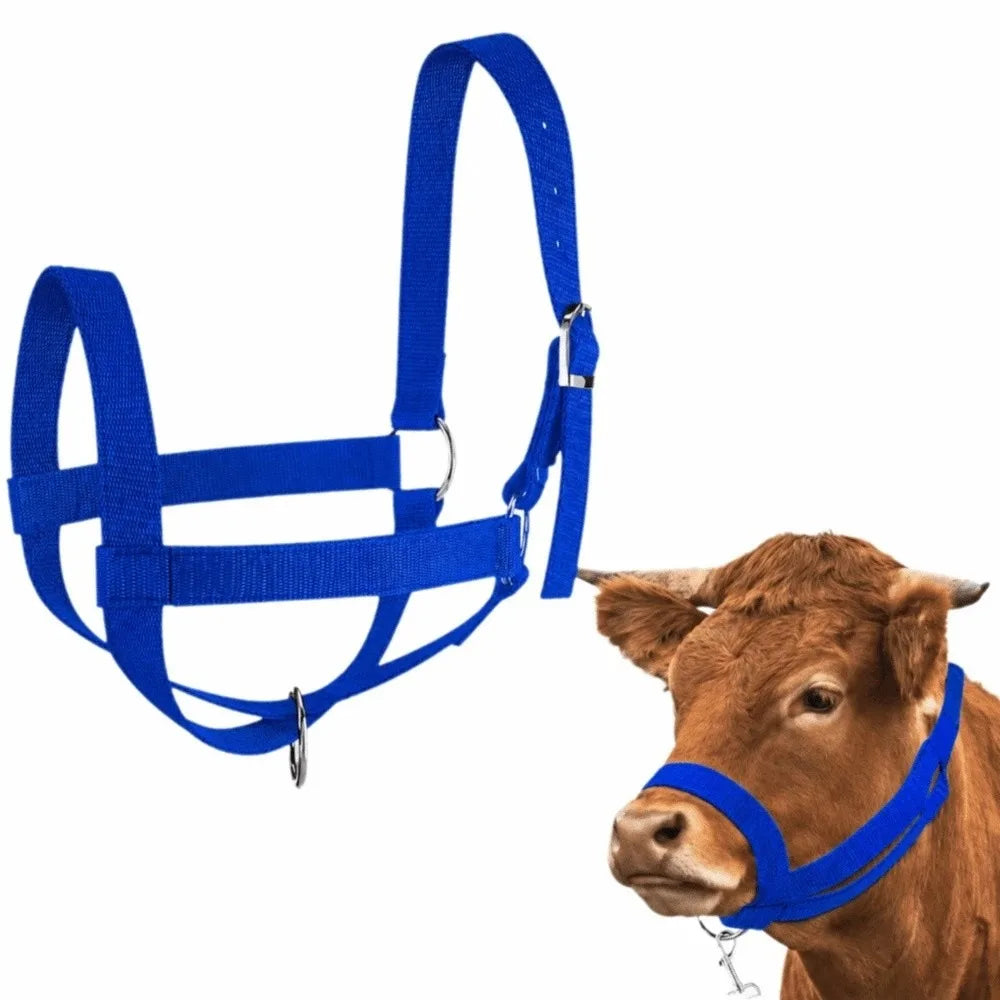 Nylon Adjustable Cow Halter with Lead for Horses