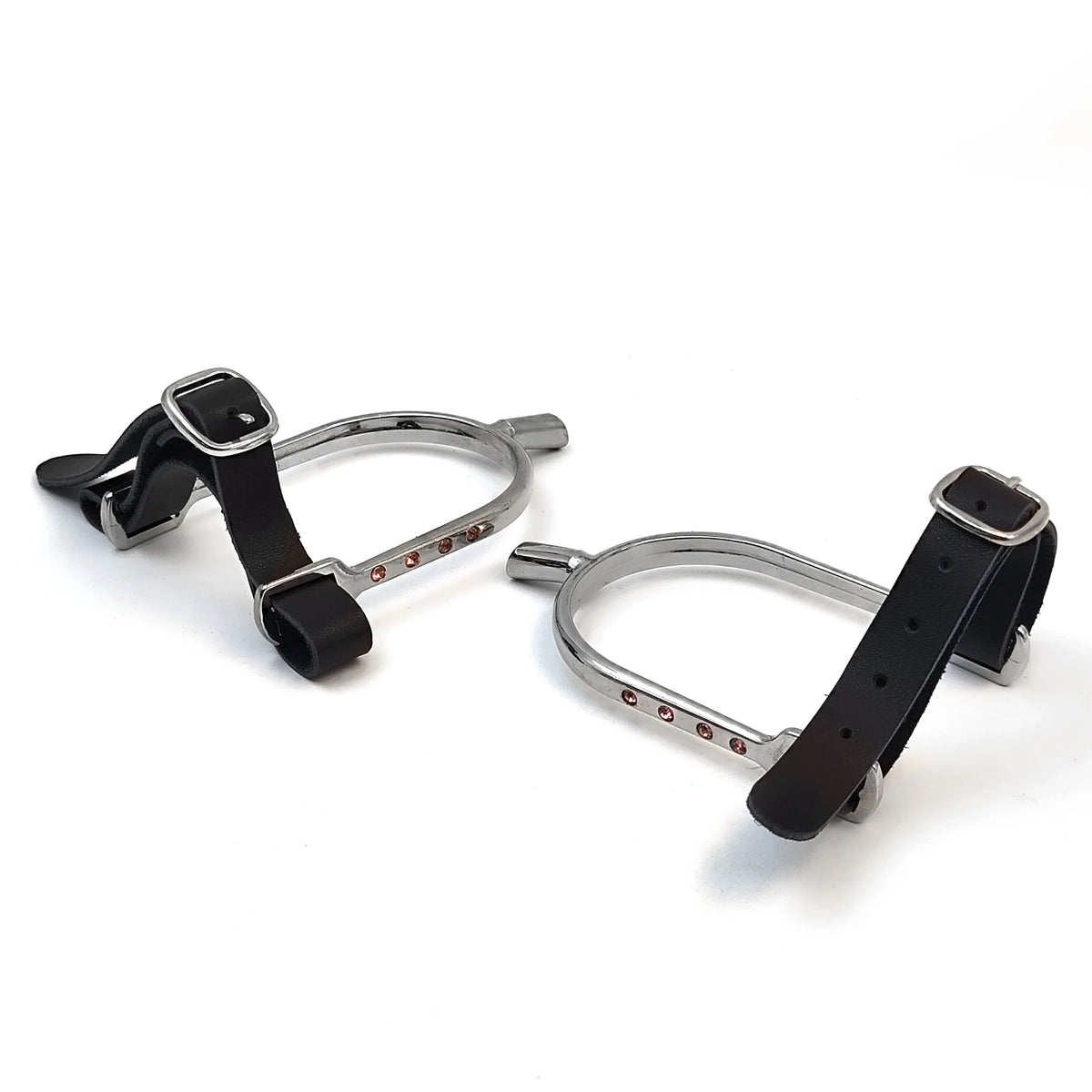 Gold Silver Rhinestone Spurs with Leather Straps Durable Alloy – Horse Supplies