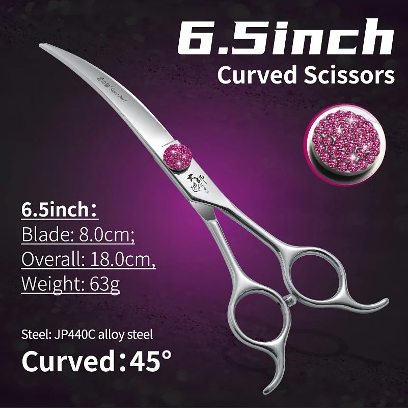 Fenice Pink Diamond Screw Pet Super Curved Scissors – Dog Supplies