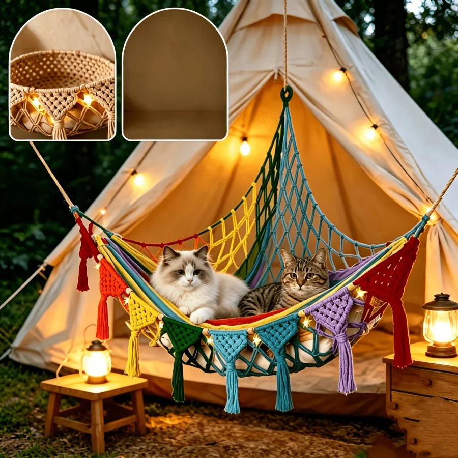 Hand Woven Vinyl Cat Hammock Wall Hanging Pet Lounge No – Cat Supplies
