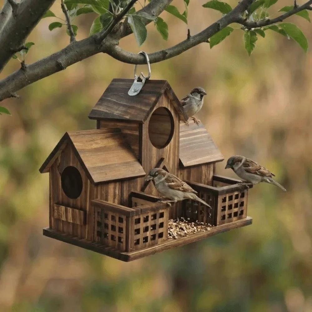 Waterproof Wooden Bird House Rustic Style - ProPawPet.com