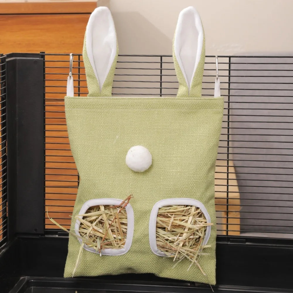 2 3 Holes Hanging Hay Pouch Rabbit Ears Canvas Small Animal