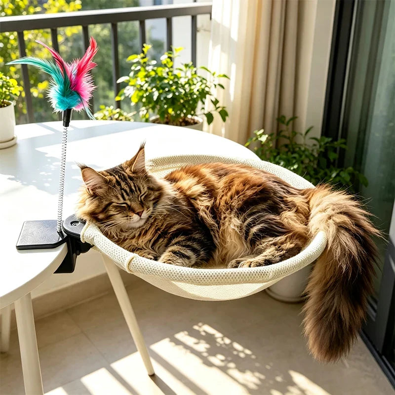 Cozy Cat Companion Desk Hammock‑soft Plush Hanging Bed – Cat Supplies