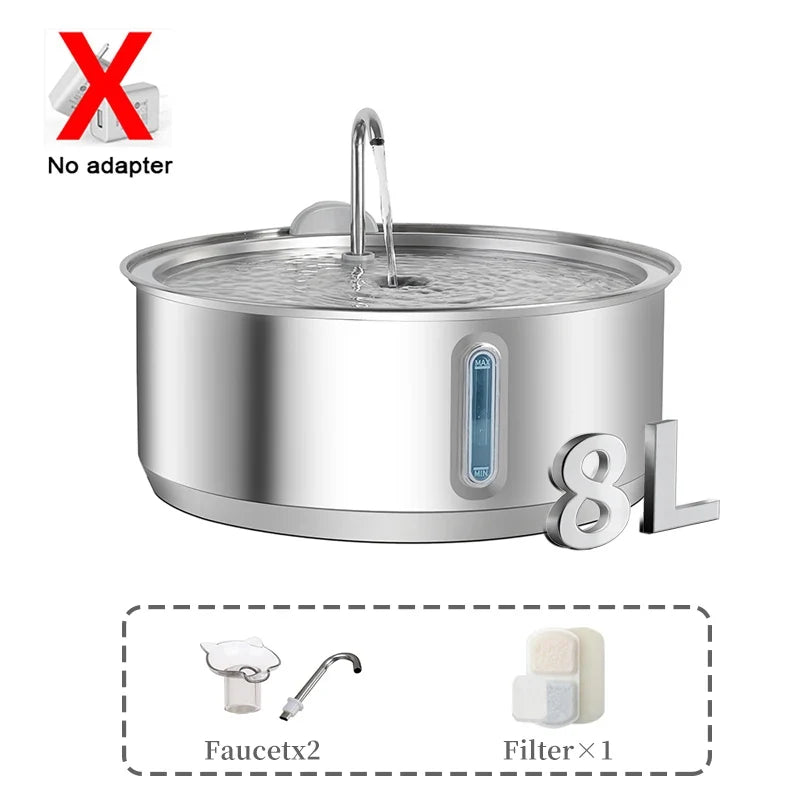 8l Large Capacity Stainless Steel Cat Water Fountain – Cat Supplies