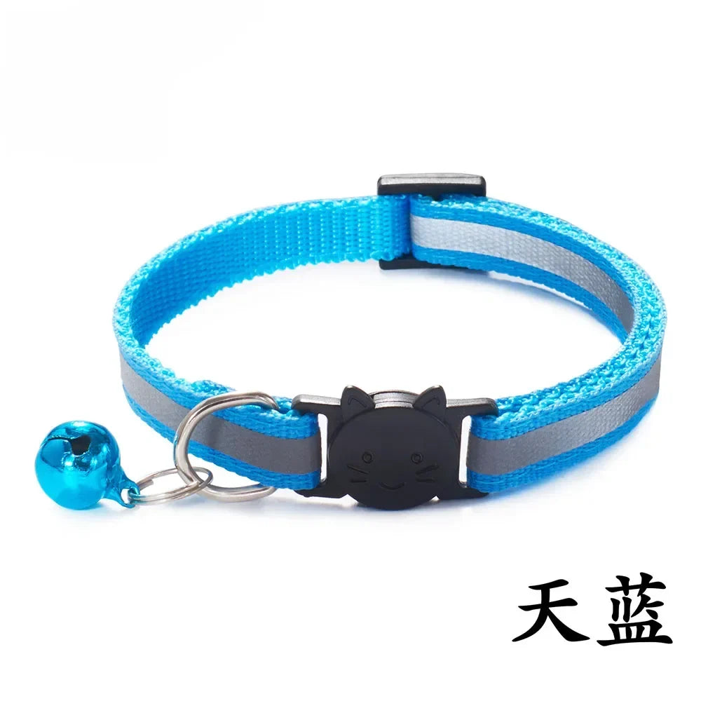 Adjustable Reflective Breakaway Cat Collars with Bells Safety Buckle – 12 Colors