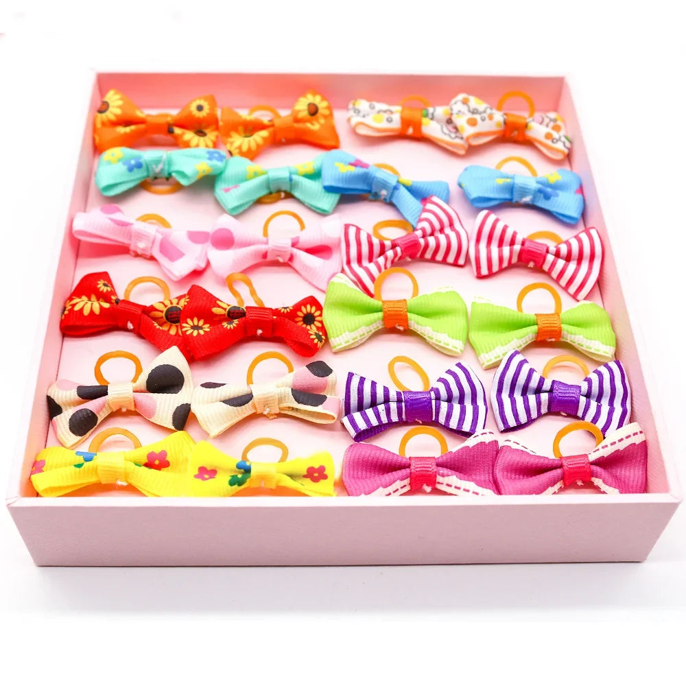 10/20/30pcs Small Dog Decorated Hair Bows - ProPawPet.com