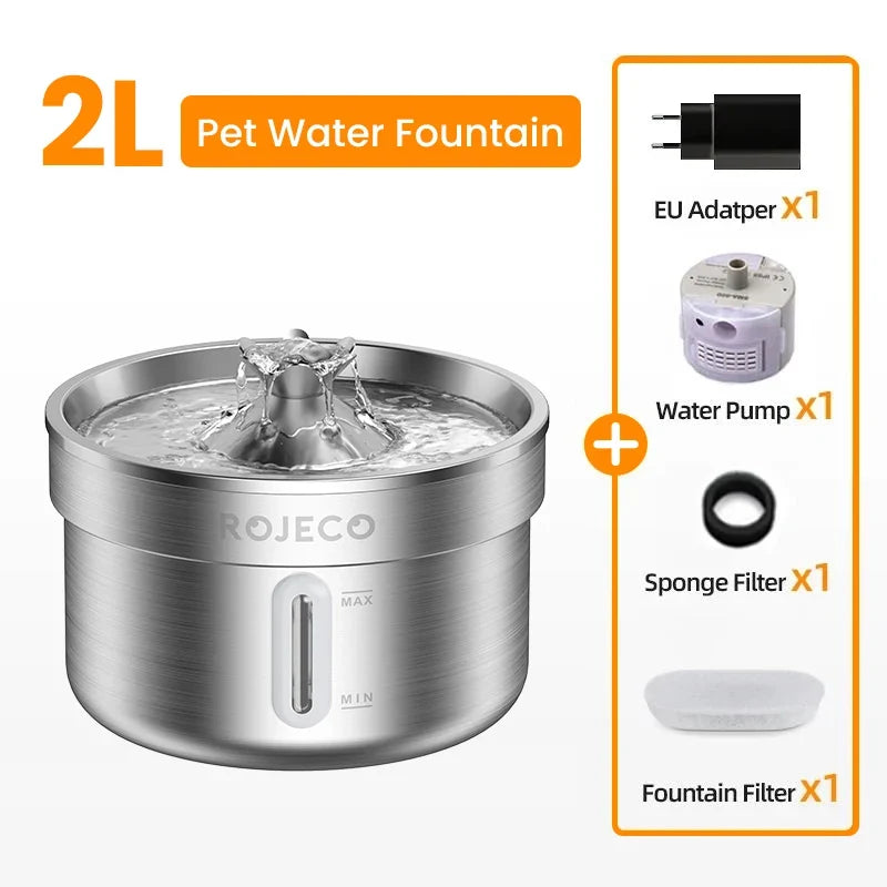 Rojeco Stainless Steel Pet Drinking Water Fountain – Cat Supplies