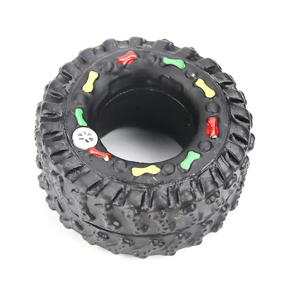 Tire Design Squeaky Dog Chew Plaything Wear Resistant Vinyl Puppy