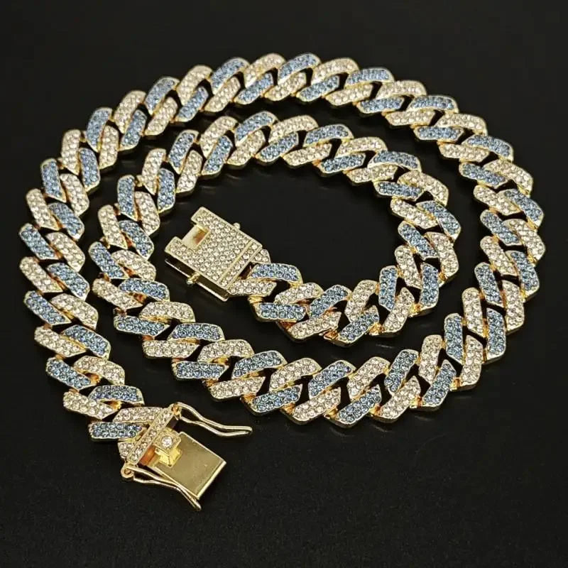 14mm Pink Blue Lab Diamond Dog Cuban Chain - ProPawPet.com