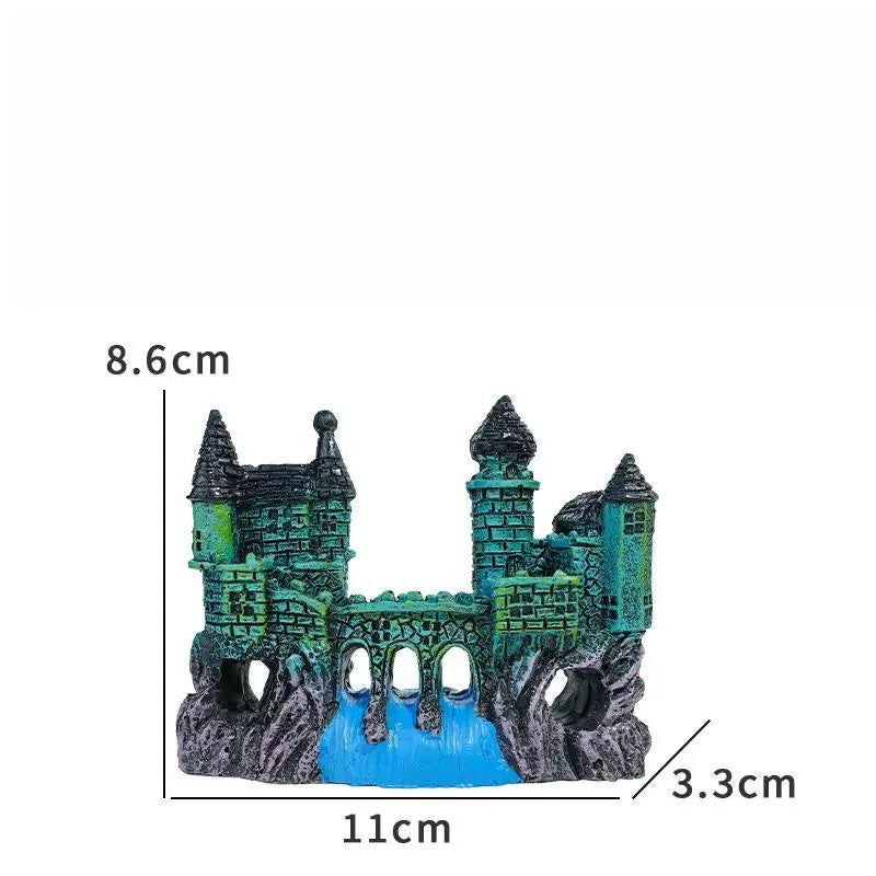 ● Resin Castle Shape Fish Tank Ornament – 7 Colors