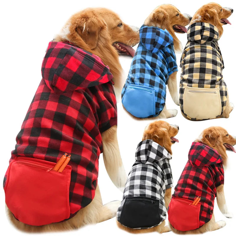 Dog Winter Coat Pet Jacket Plaid Reversible - ProPawPet.com