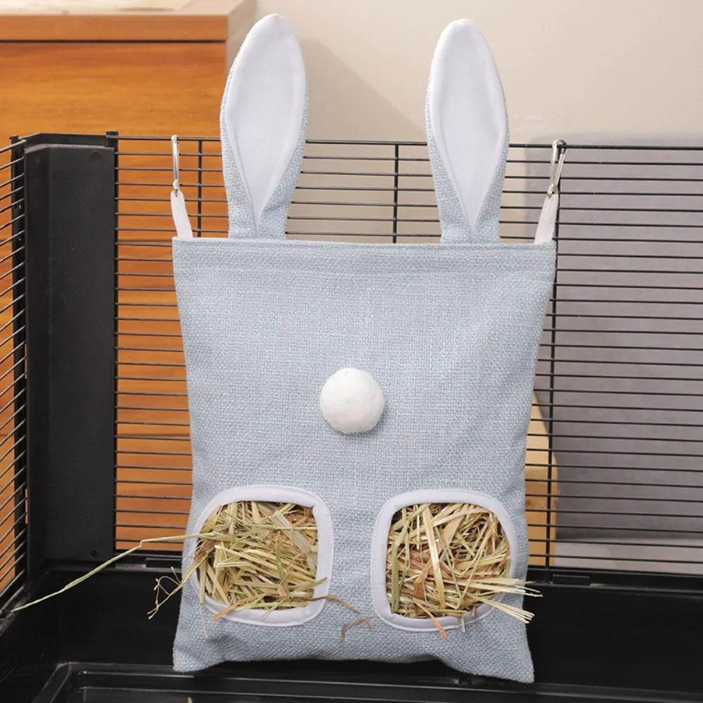 2 3 Holes Hanging Hay Pouch Rabbit Ears Canvas Small Animal