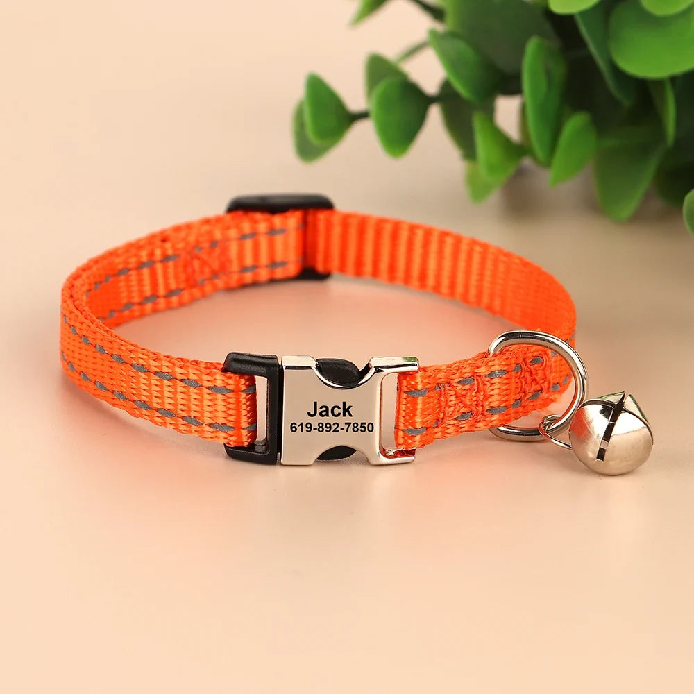 Personalized Cat Collar Reflective Nylon Dog ID – Cat Collars