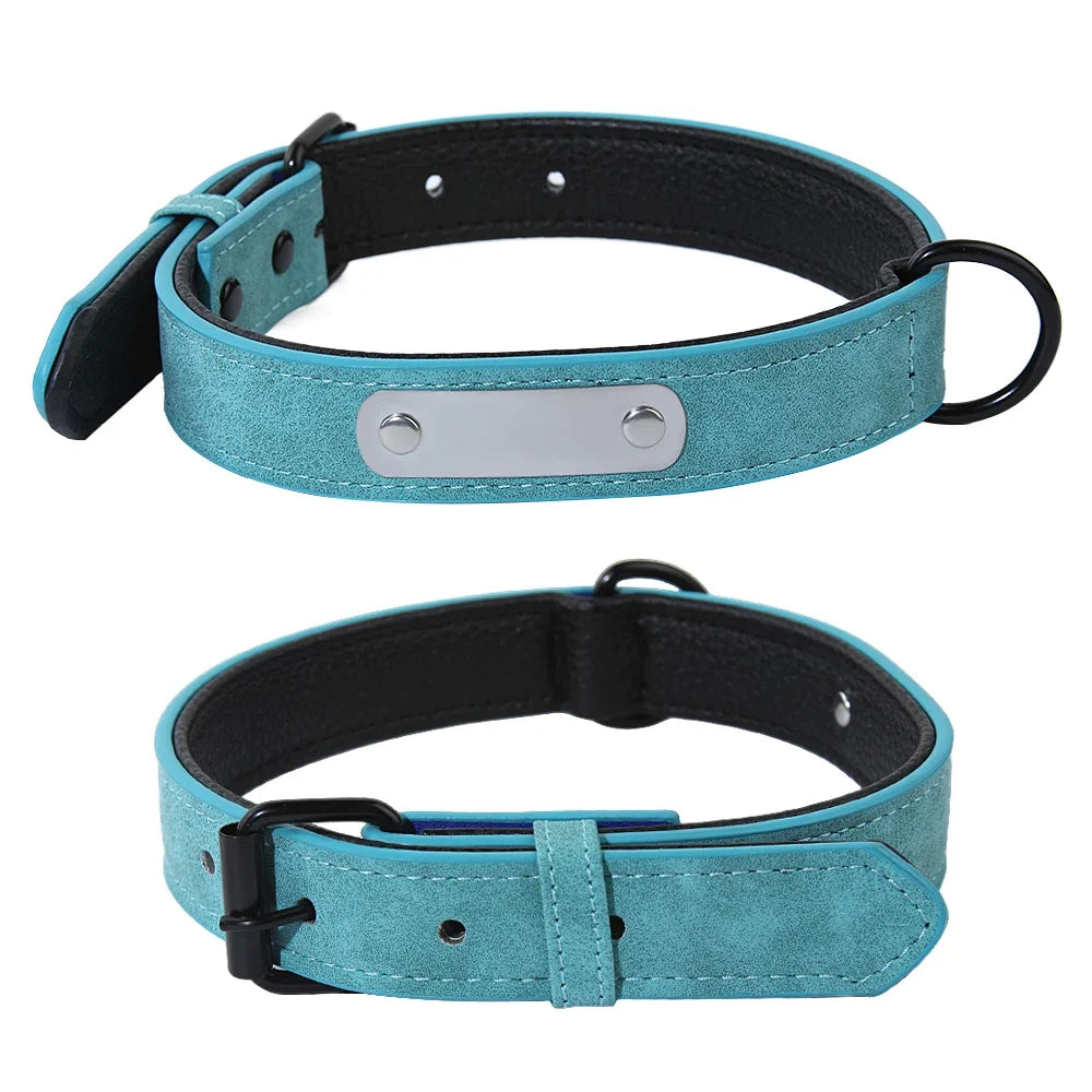 Custom Leather Dog Collar Leash Personalized - ProPawPet.com