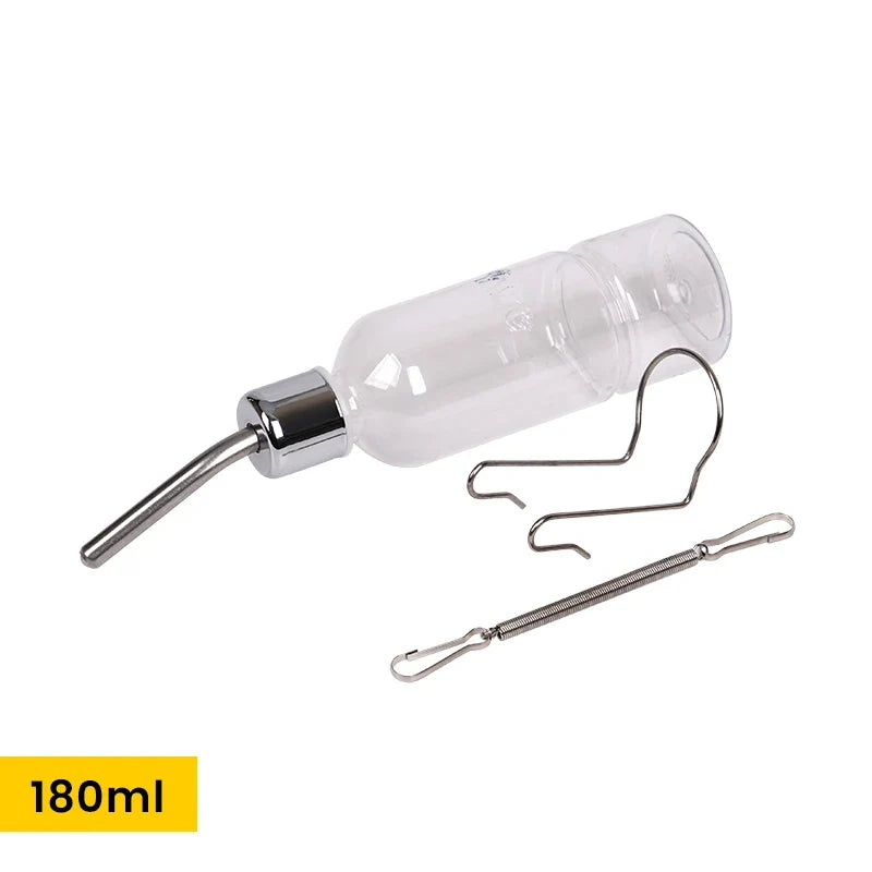 Rabbit Plastic Water Food Feeder Bottle Hanging Auto Dispenser, Stainless Steel