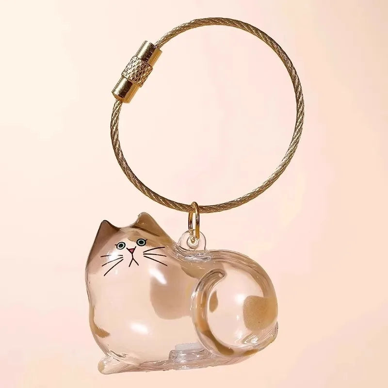 Transparent Cat Hair Storage Capsule Keychain – 10 Colors
