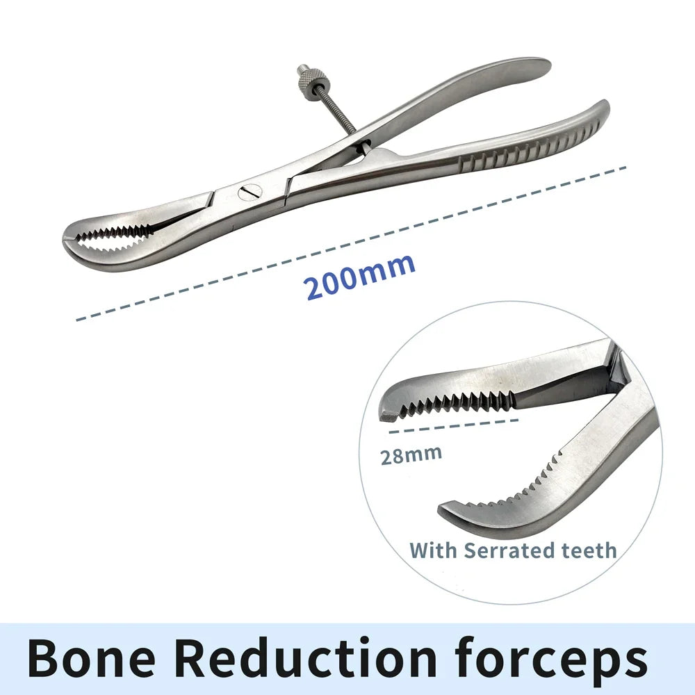 Qswtitan Toothed Phalanges Reduction Forceps Autoclavable Bone – 3 Colors