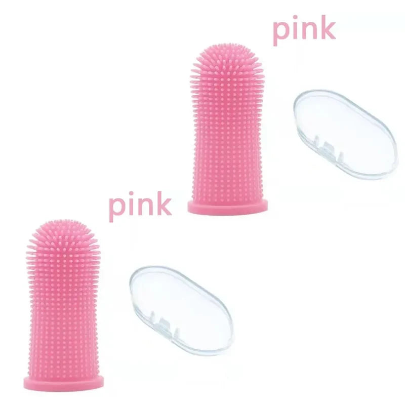 Silicone 1 2 Dog Super Soft Pet Finger Toothbrush Teeth Cleaning Bad – 17 Colors
