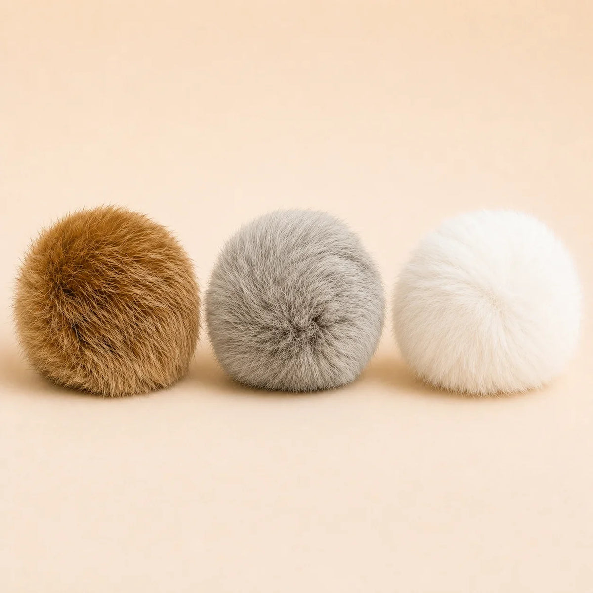 2 Natural Rabbit Fur Ball Cat Plaything