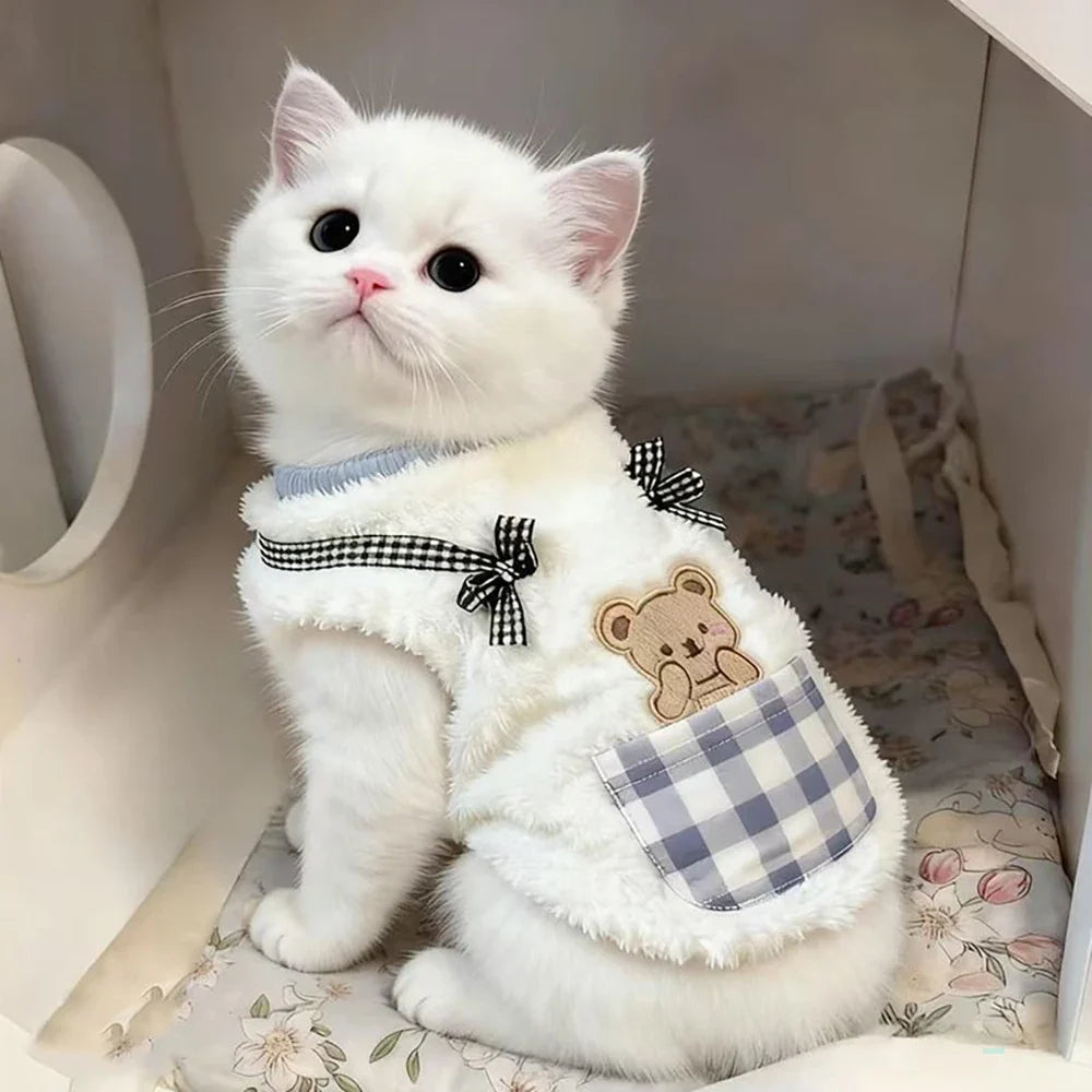 Cute Plush Cat Vest Winter Warm Fleece - ProPawPet.com