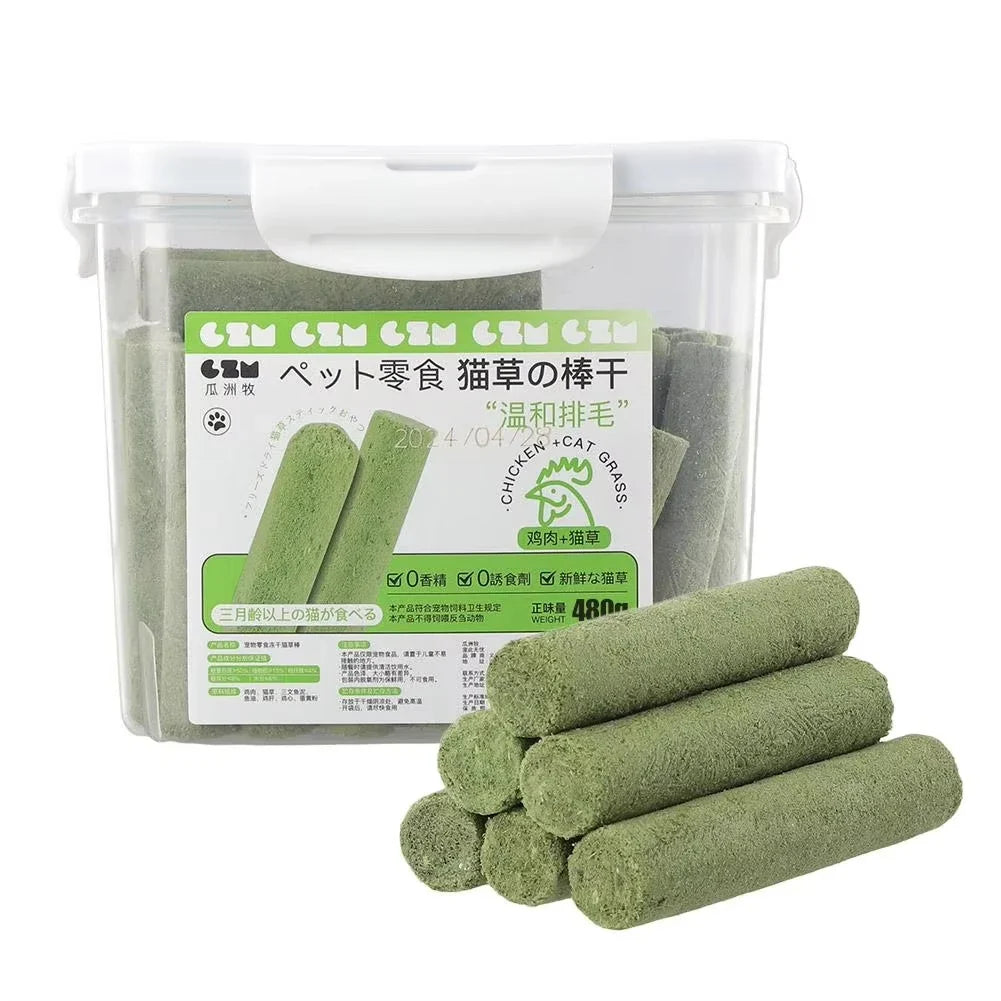 60 Sticks Cat Grass Teeth Grinding Pet Snacks Hairball Removal – Cat Supplies