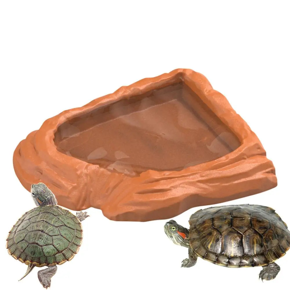 Tortoise Water Dish Reptile Bath Basin Space Saving Turtle – 3 Colors