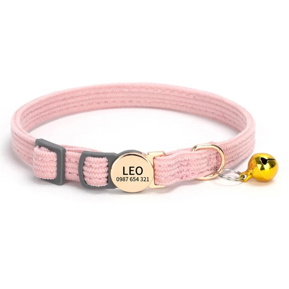Personalized Engraved Cat Collar Adjustable Size Metal Buckle – Cat Supplies