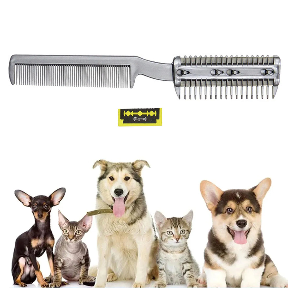 Razor Comb Metal Grooming Tool for Flea Removal Tear Stain, Durable