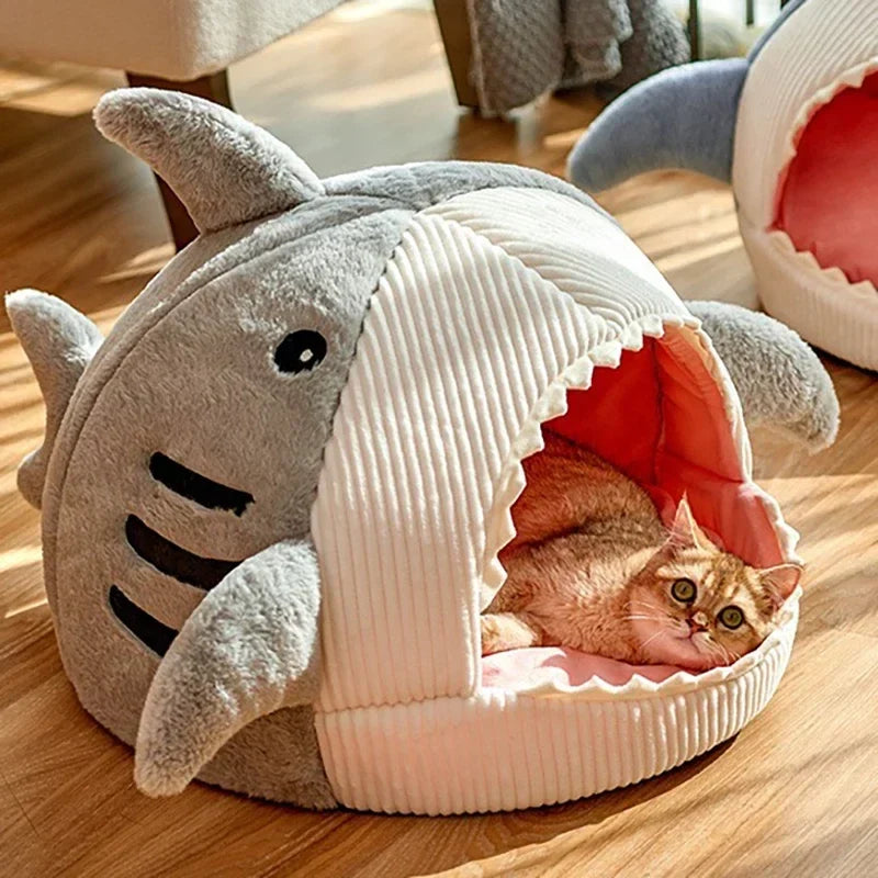 Warm Cat Beds Cartoon Shark Pet Cave Beds - ProPawPet.com