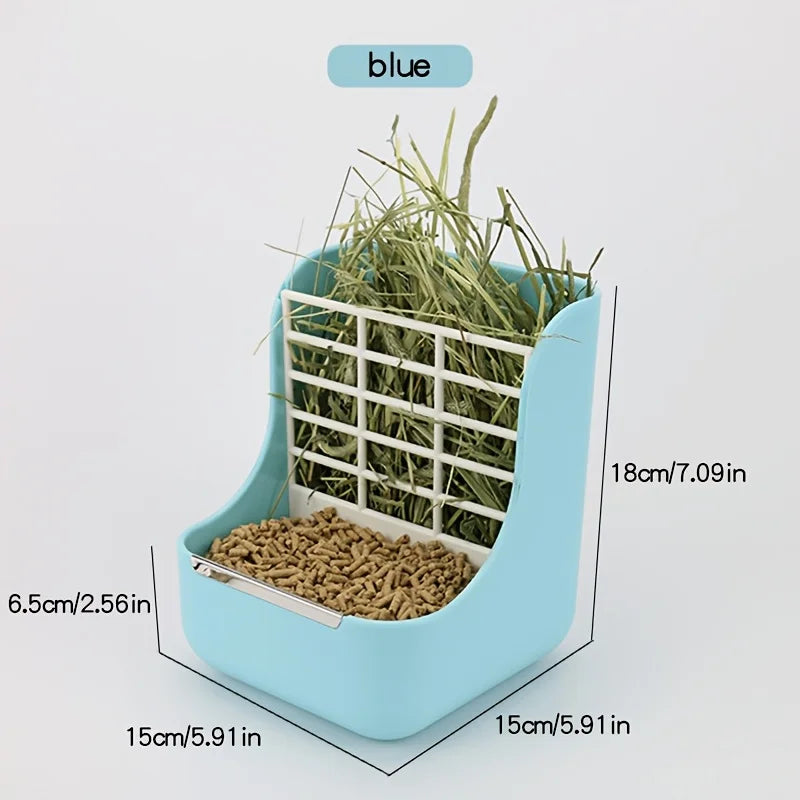 2‑in‑1 Hay Food Feeder Bowl Enclosure Mount Anti Rollover Bite – 3 Colors
