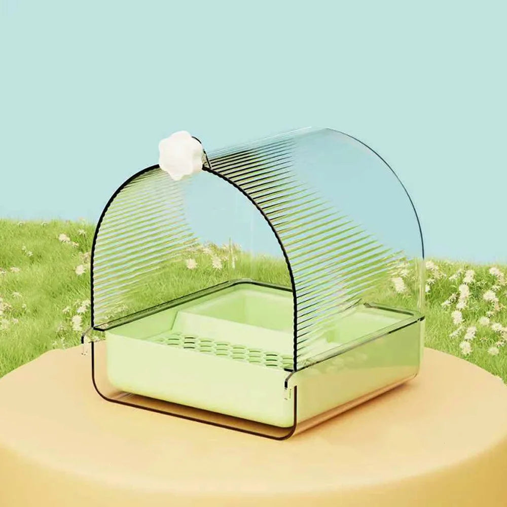 Transparent Bird Bath Enclosure Splash Proof Food Holder Box – 3 Colors