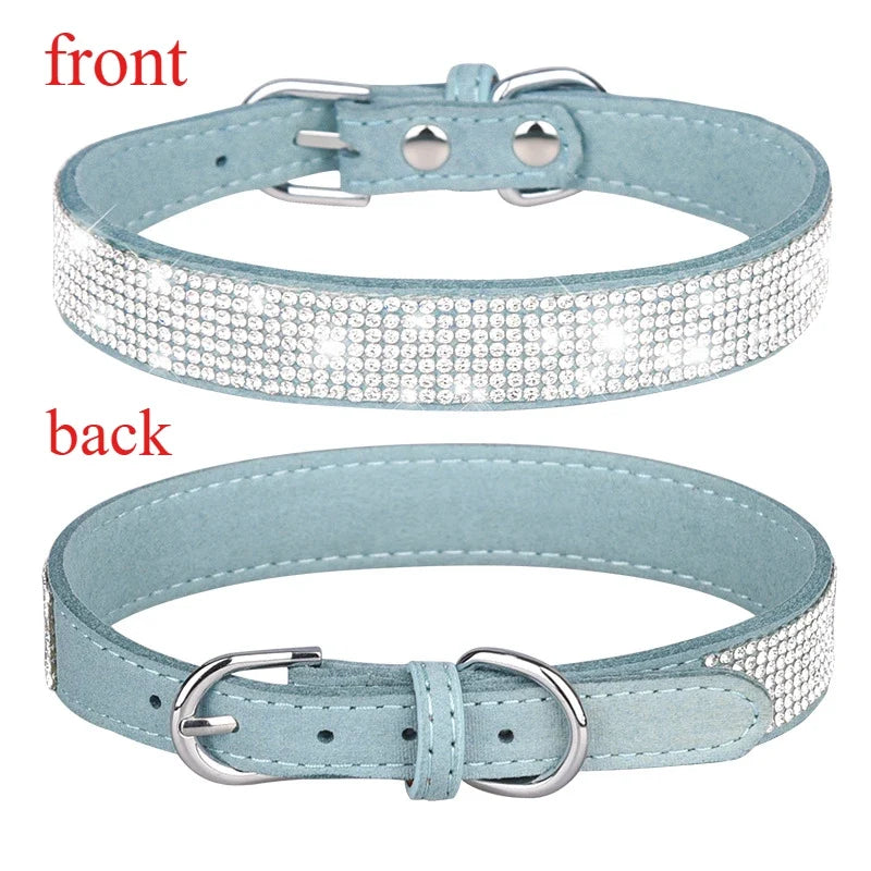 Suede Fiber Crystal Dog Collar Comfortable - ProPawPet.com