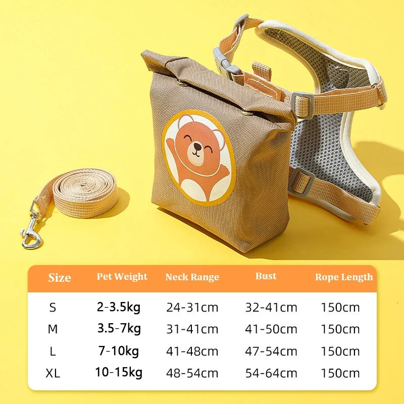 Hamburger Bag Dog Harness Set Outdoor - ProPawPet.com
